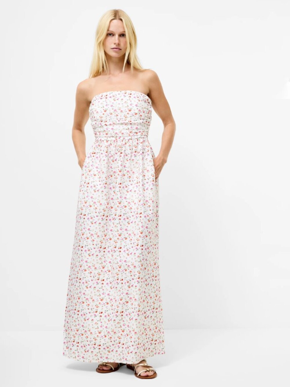 NWT French Connection Nomi Cotton Strapless Midi Dress 6